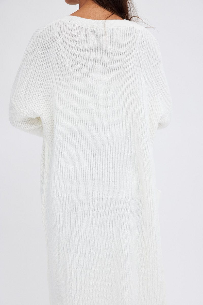 White Longline Cardigan for Ally Fashion