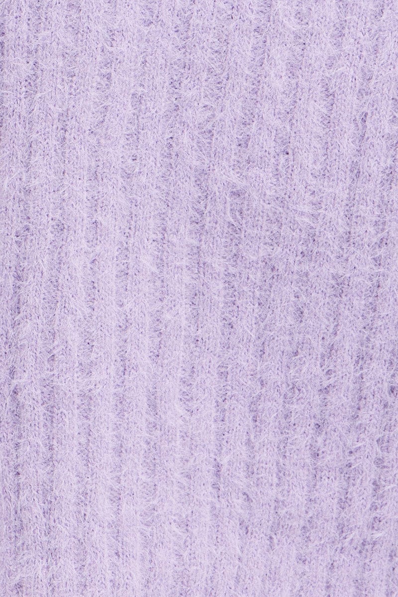 Purple Crop Knit Cardigan V Neck for Ally Fashion