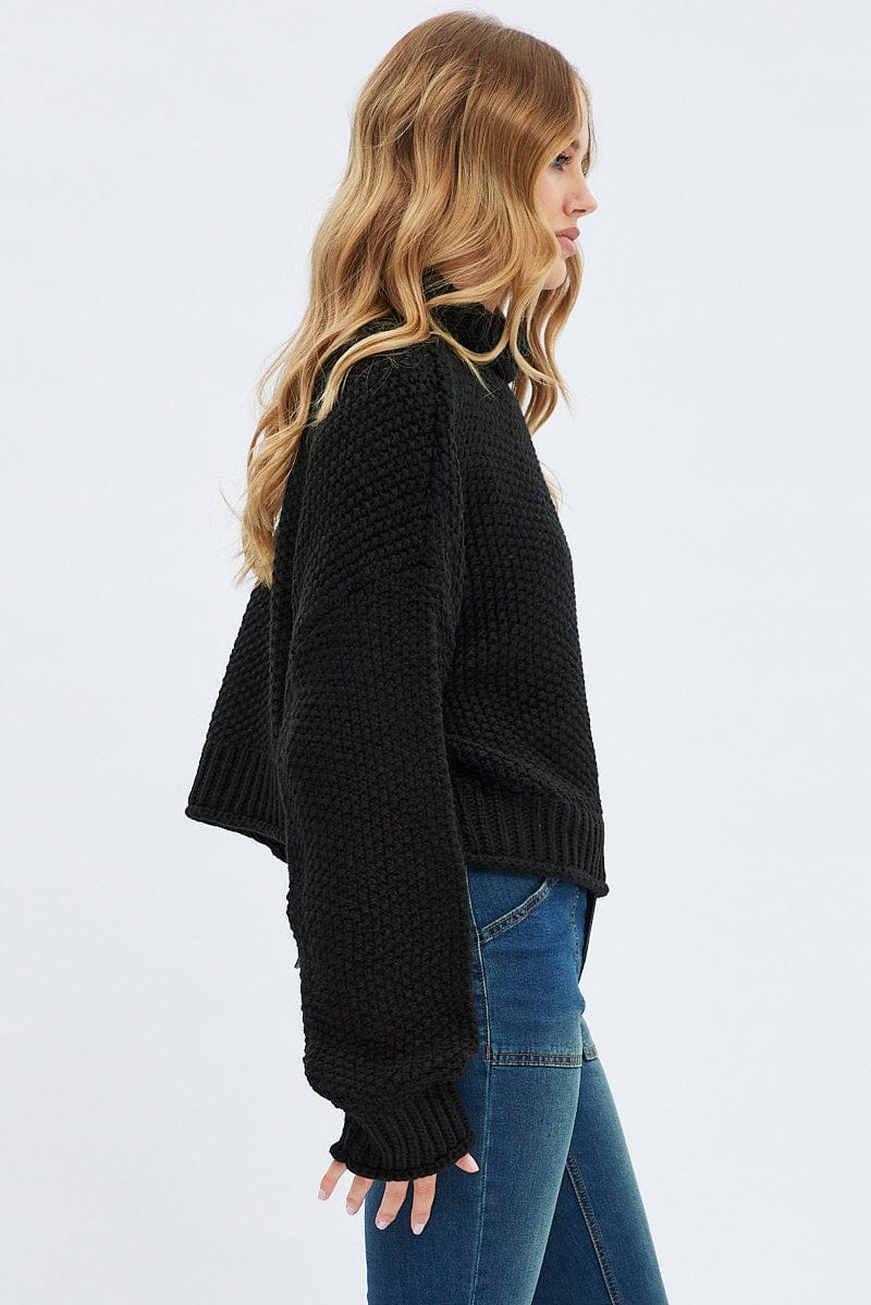 Black Knit Jumper Turtle Neck | Ally Fashion