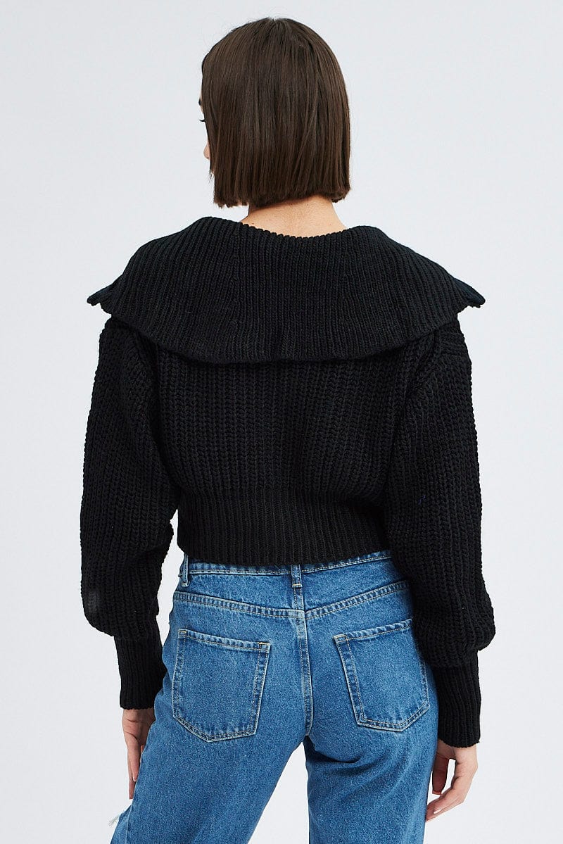 Black Zip up Crop Cardigan for Ally Fashion