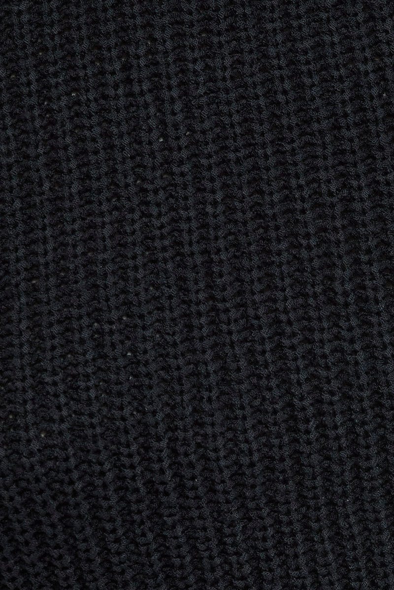 Black Knit Vest Crew Neck for Ally Fashion
