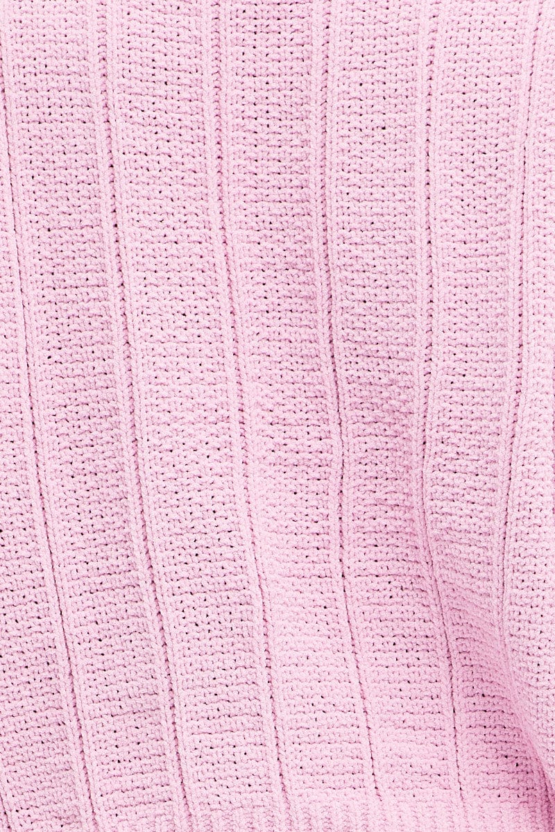 Pink Knit Top Long Sleeve Crop Turtleneck for Ally Fashion