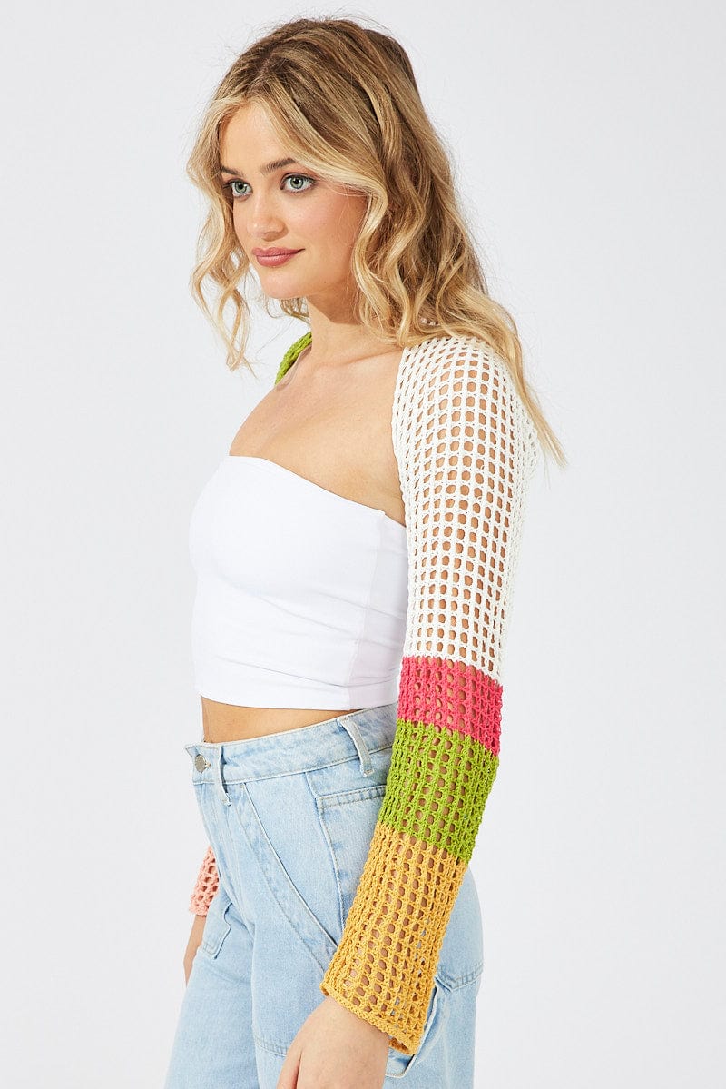 Multi Shrug Crochet Long Sleeve Knit Cardigan for Ally Fashion
