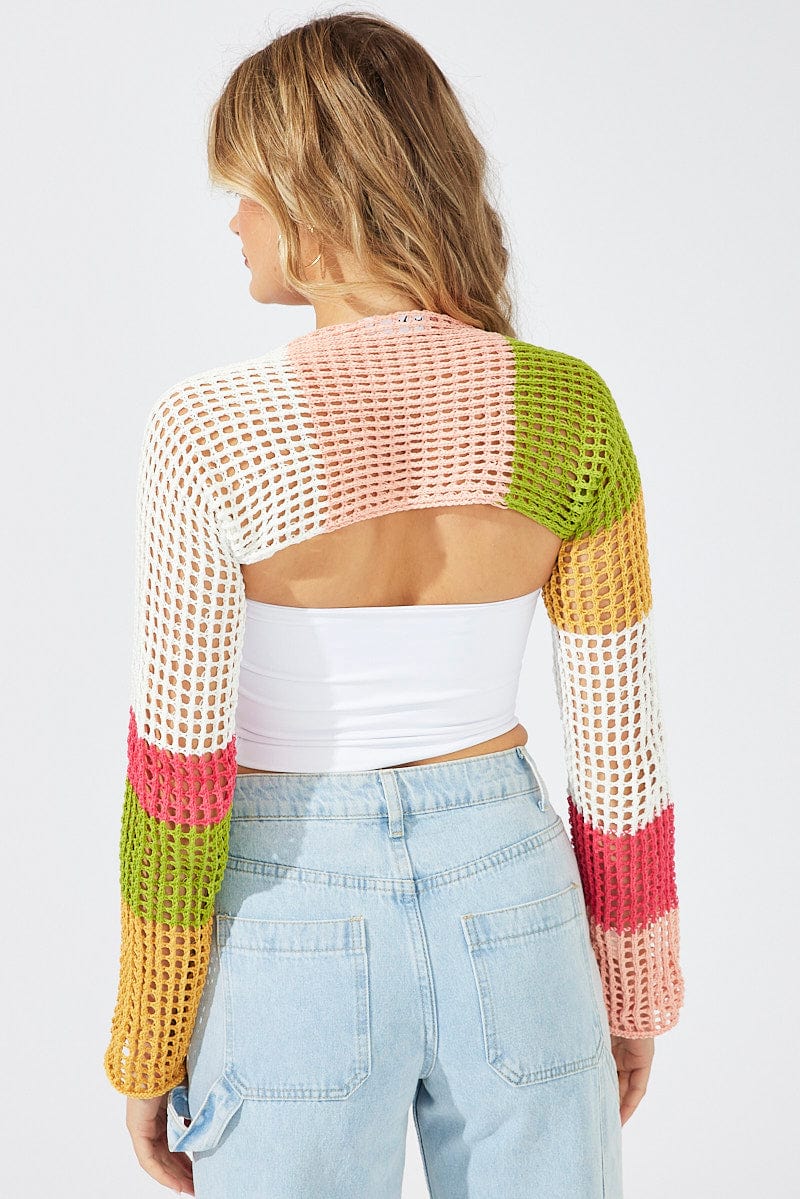 Multi Shrug Crochet Long Sleeve Knit Cardigan for Ally Fashion