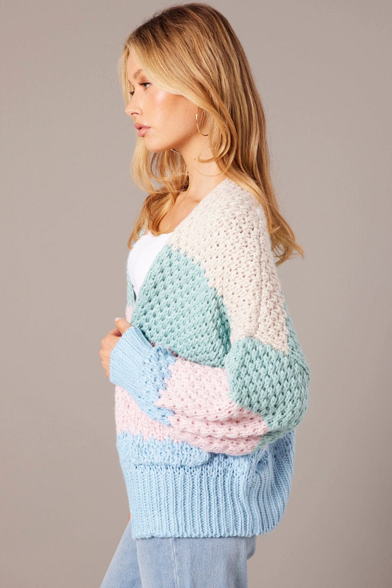 Multi Stripe Oversized Cardigan Stripe for Ally Fashion