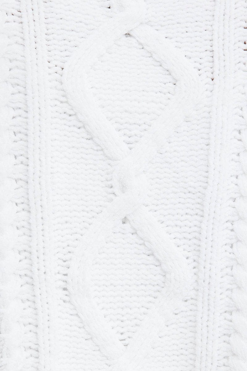 White Cable Knit Jumper Long Sleeve for Ally Fashion