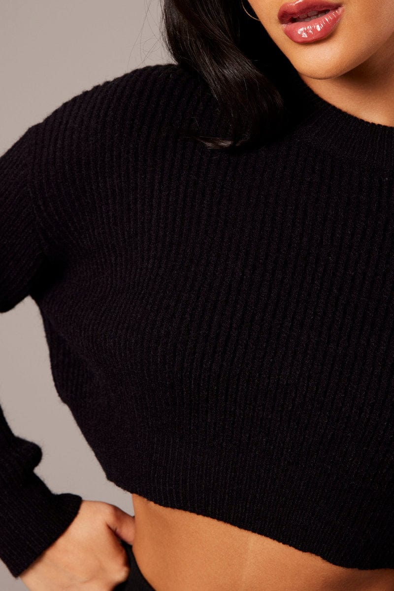 Black Knit Jumper Long Sleeve for Ally Fashion