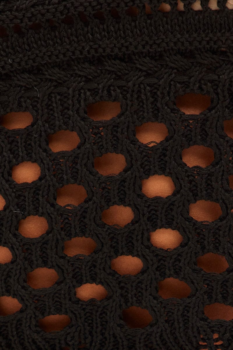 Black Crochet Knit Halter Neck Crop for Ally Fashion