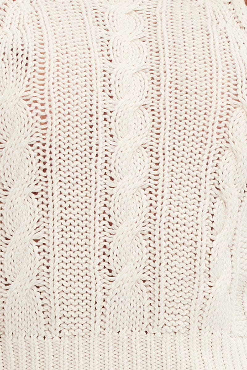 White Cabled Knit Sleeveless for Ally Fashion