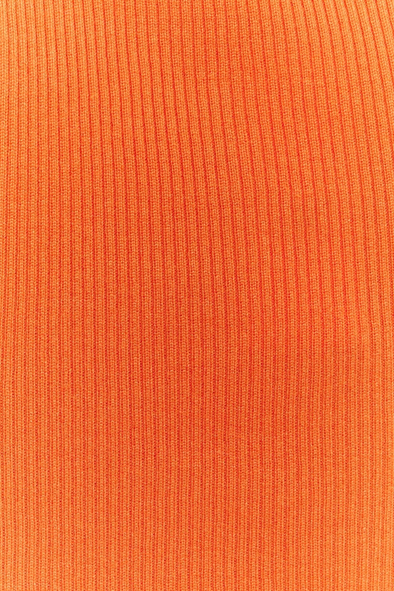 Orange Crop Top Knit Contrast Binding for Ally Fashion