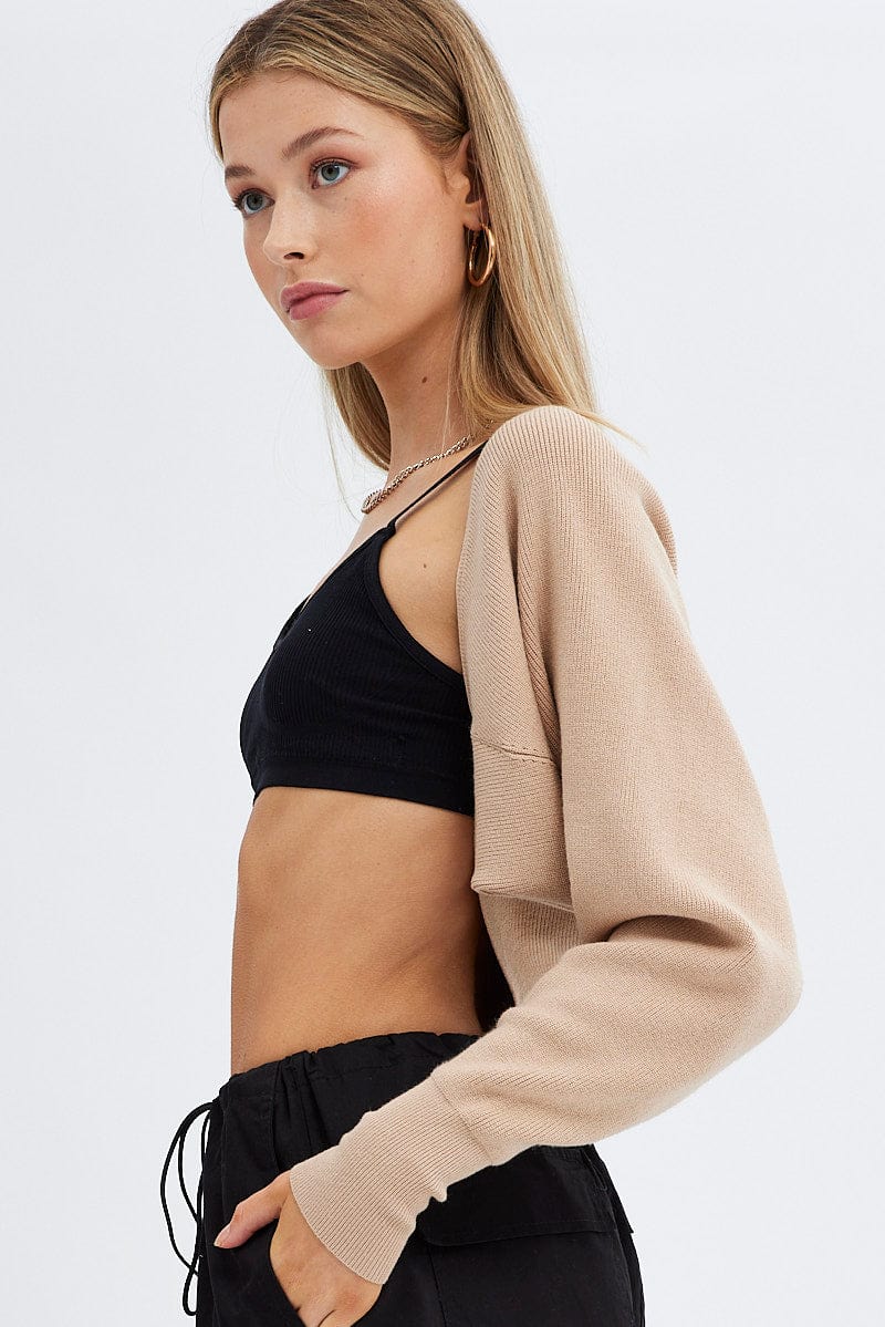 Beige Knit Shrug | Ally Fashion