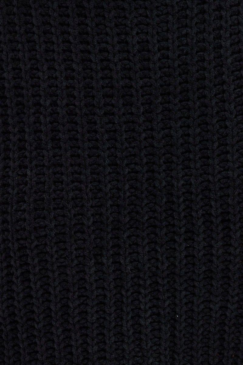 Black Knit Jumper Turtle Neck Chenille for Ally Fashion