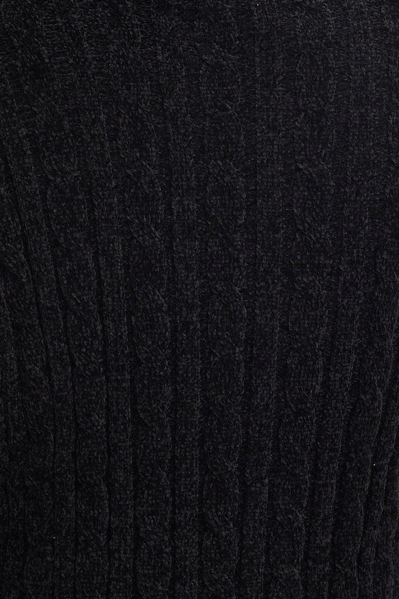 KNIT DRESS Black Dress Long Sleeve Mini Knit for Women by Ally