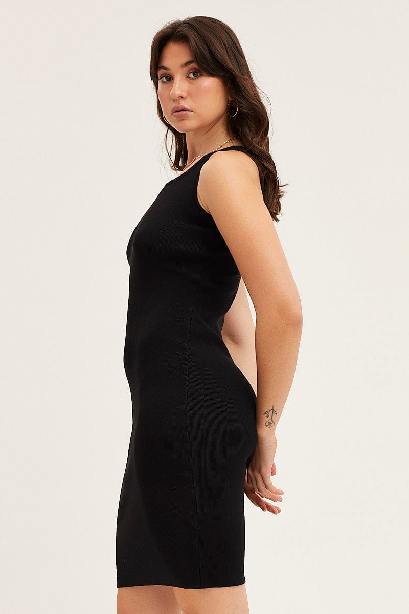 KNIT DRESS Black Kint Mini Dress for Women by Ally