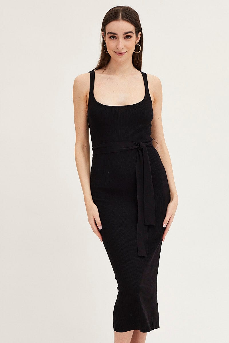 KNIT DRESS Black Knit Dress Evening Bodycon for Women by Ally