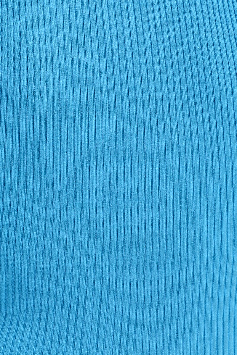 KNIT DRESS Blue Bodycon Midi Dress Round Neck Knit for Women by Ally