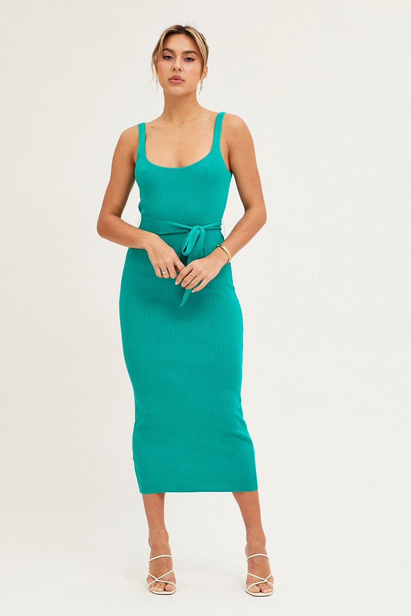 KNIT DRESS Green Knit Dress Evening Bodycon for Women by Ally