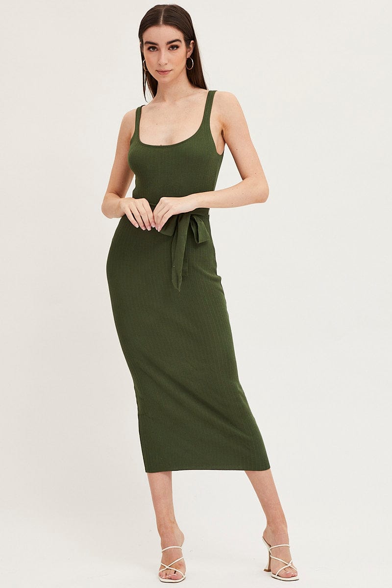 KNIT DRESS Green Knit Dress Evening Bodycon for Women by Ally