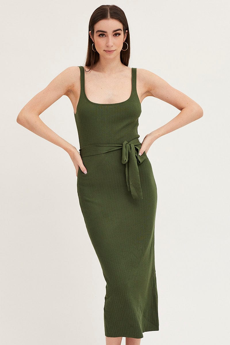 KNIT DRESS Green Knit Dress Evening Bodycon for Women by Ally