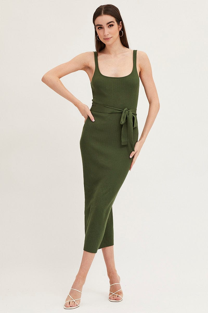 KNIT DRESS Green Knit Dress Evening Bodycon for Women by Ally