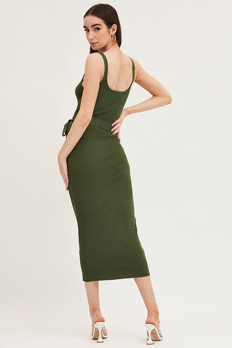 KNIT DRESS Green Knit Dress Evening Bodycon for Women by Ally