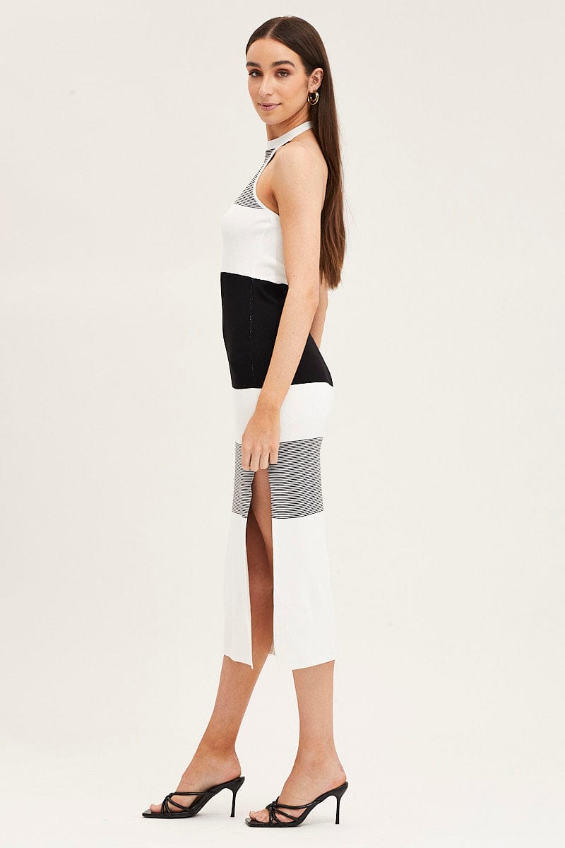 KNIT DRESS Multi Halter Knit Midi Dress for Women by Ally
