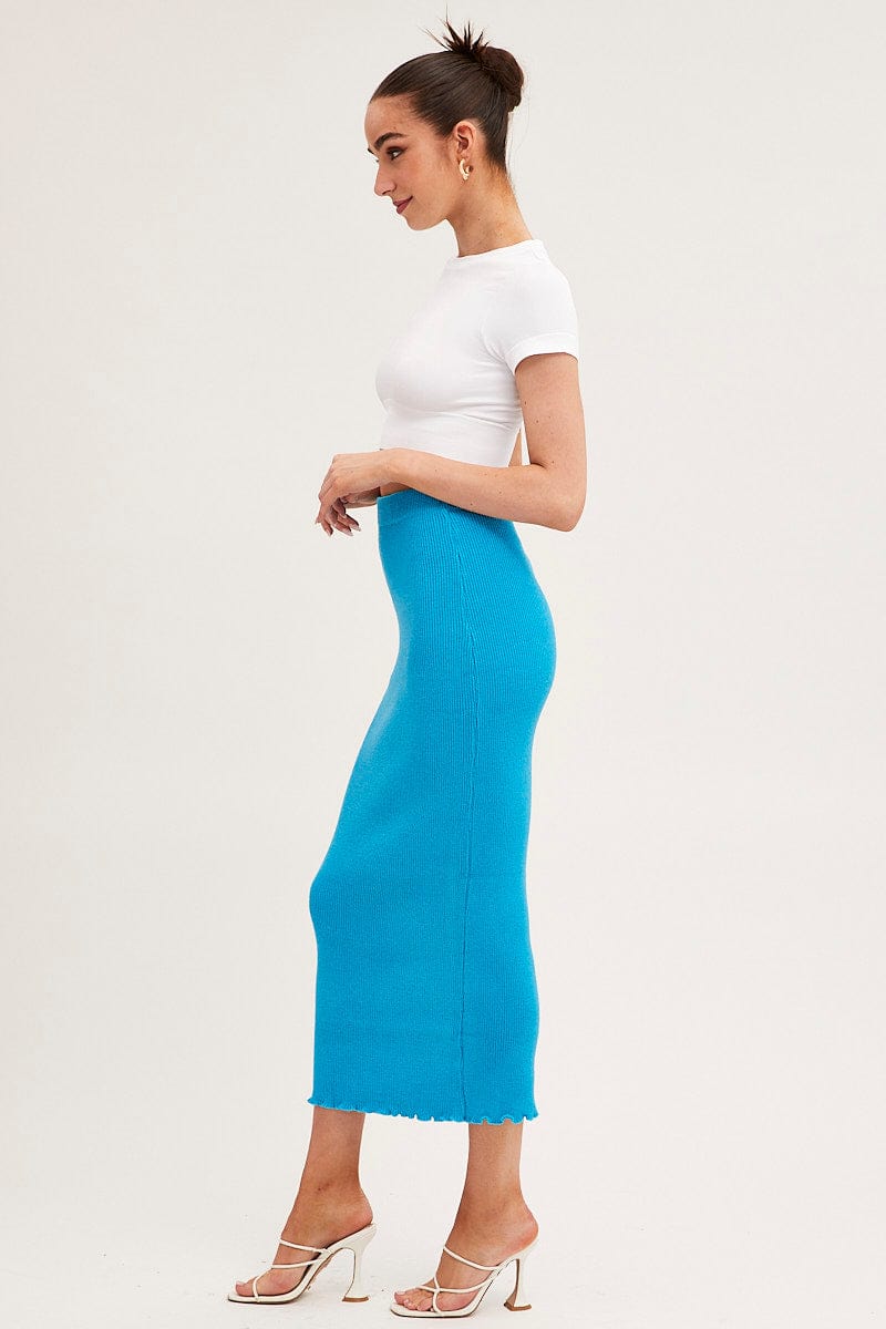 HALARA - Ribbed Knit High Waisted Blue Skirt - Size XS