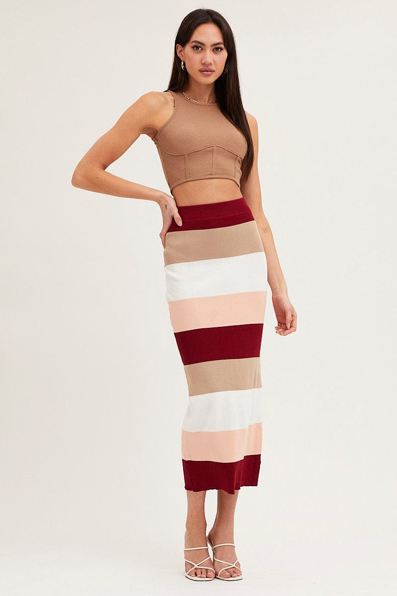 KNIT SKIRT Multi Knit Midi Skirt for Women by Ally