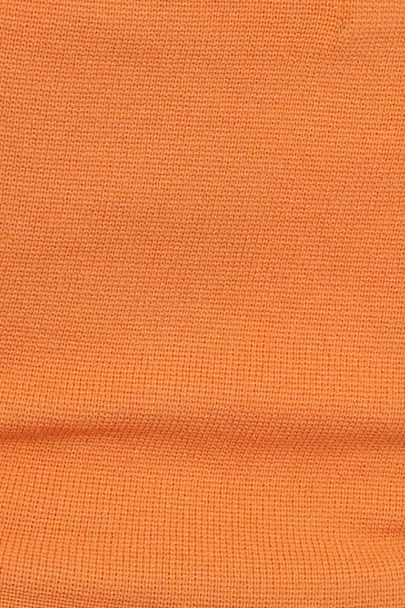 KNITTED SLVLESS Orange Knit Top Sleeveless Halter for Women by Ally