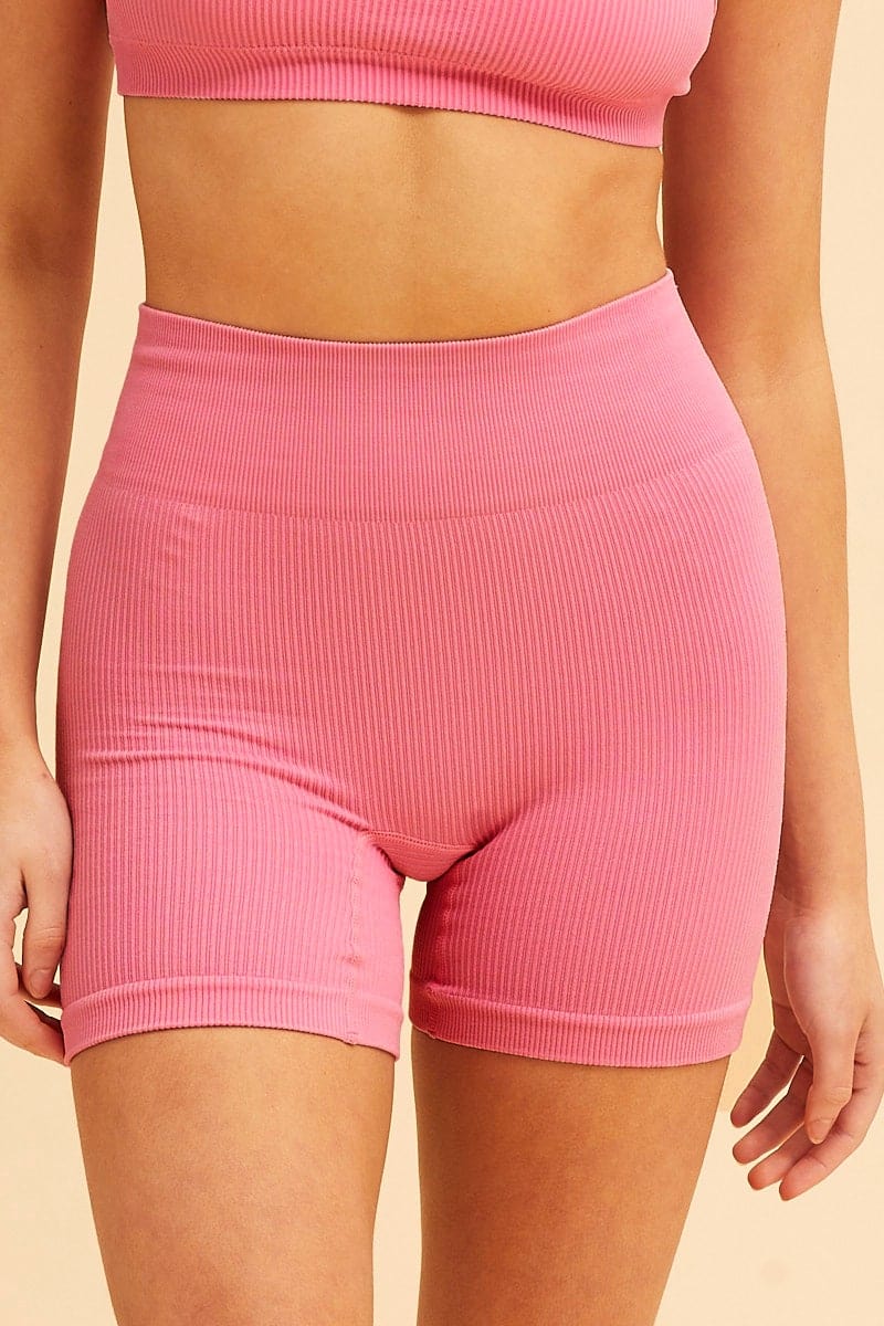 LEGGING Pink Nico Seamless Bike Short for Women by Ally