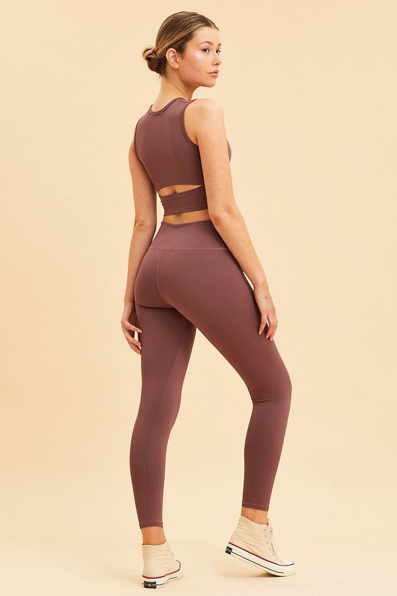 LEGGING Purple Active Legging Stretch Full Length for Women by Ally