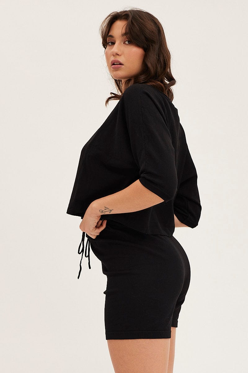 Women’s Black Oversized Lounge Knit Set | Ally Fashion