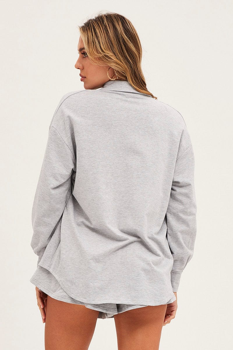 LG SET Grey Oversized Shirt Loungewear for Women by Ally