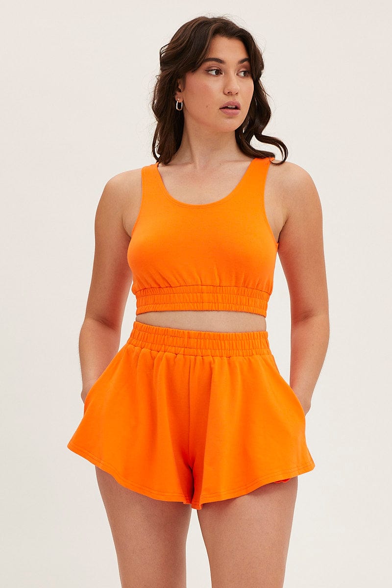LG SET Orange Crop Top Loungewear Set for Women by Ally