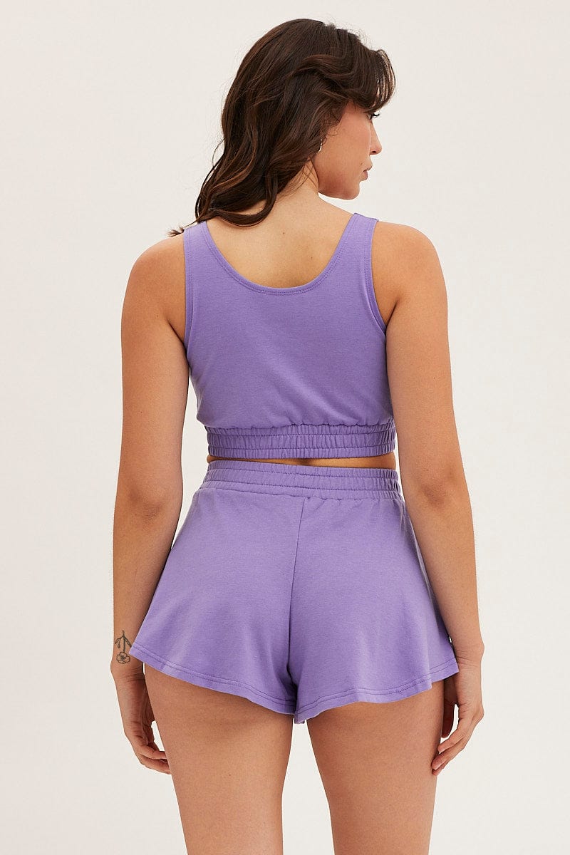LG SET Purple Crop Top Loungewear Set for Women by Ally
