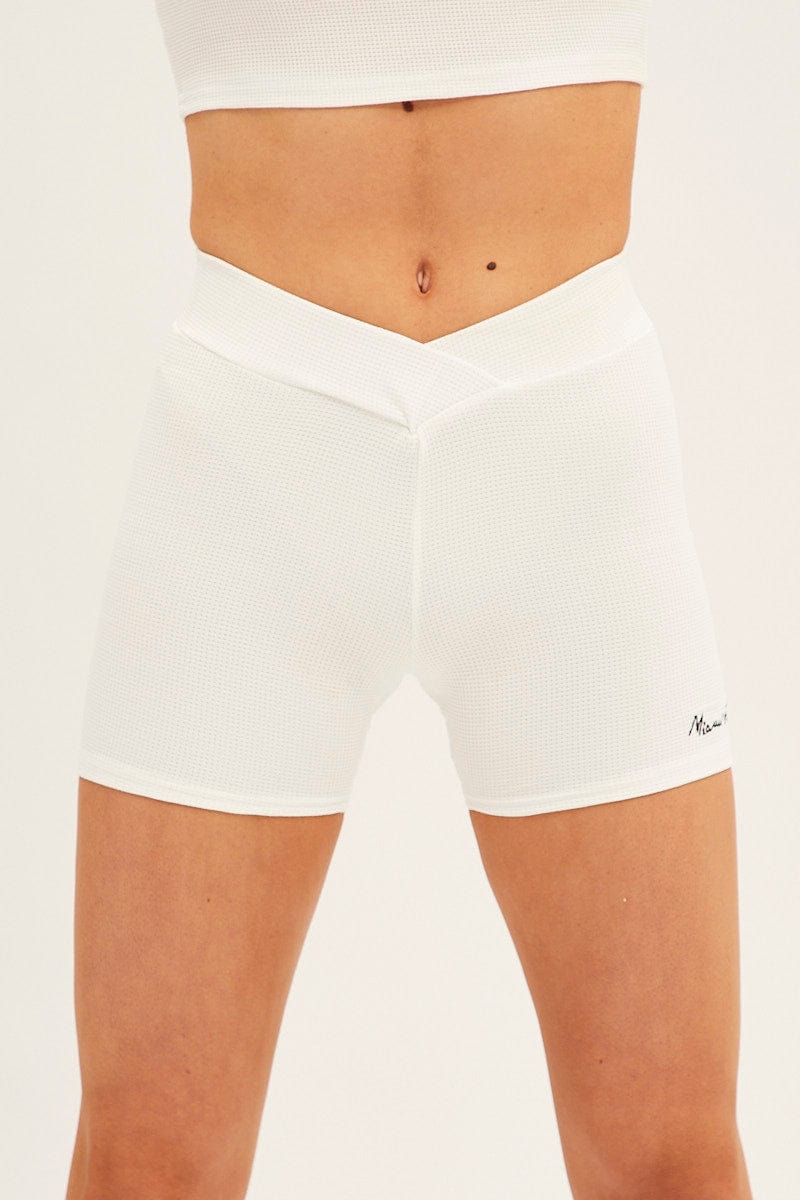 LG SHORTS White Biker Shorts Activewear for Women by Ally