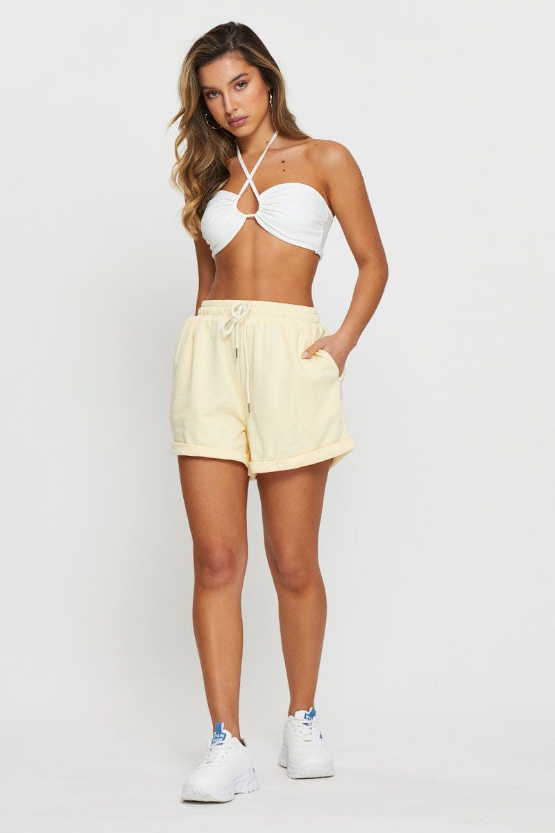 LG SHORTS Yellow Track Shorts for Women by Ally