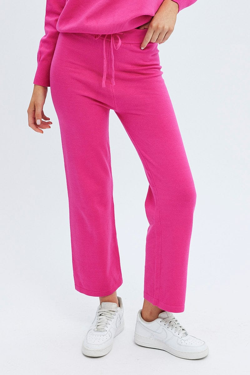 Women’s Pink Knit Lounge Pants Ally Fashion