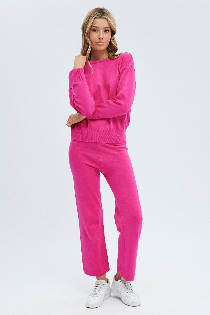 Pink Knit Lounge Pants for Ally Fashion