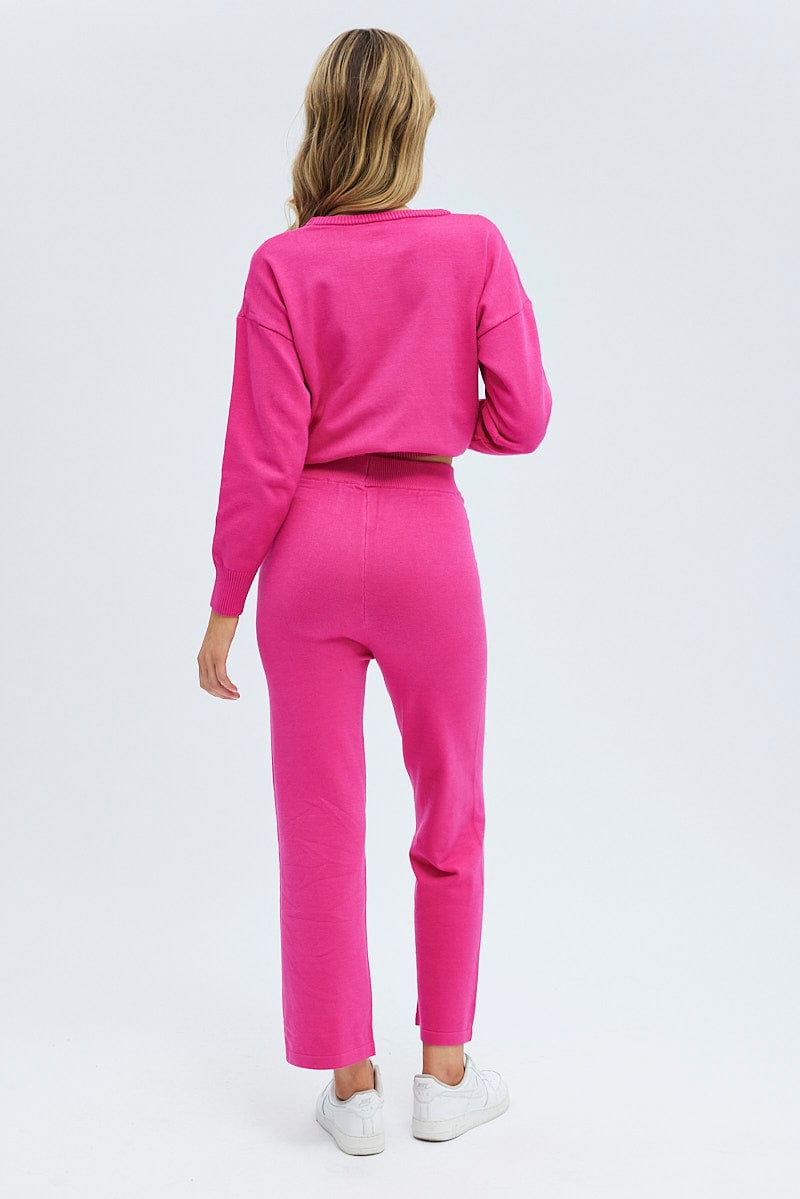 Pink Knit Lounge Pants for Ally Fashion