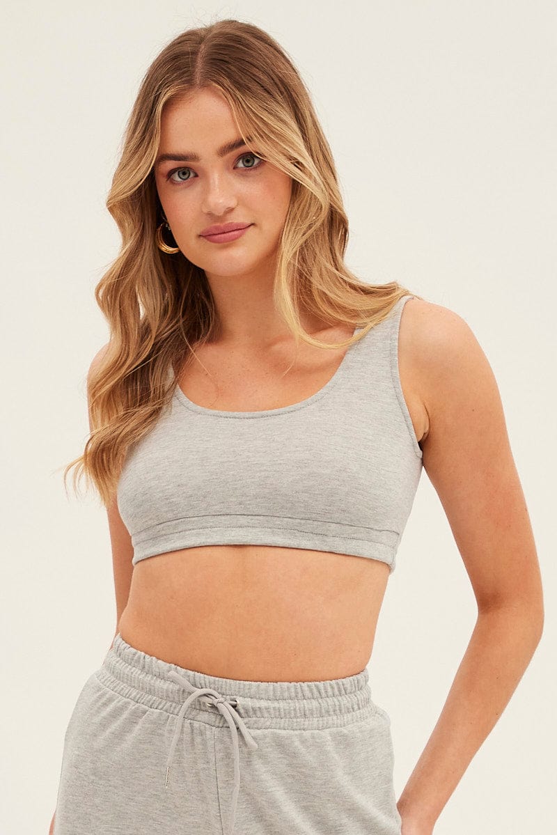 Grey Basic Crop Top for Ally Fashion