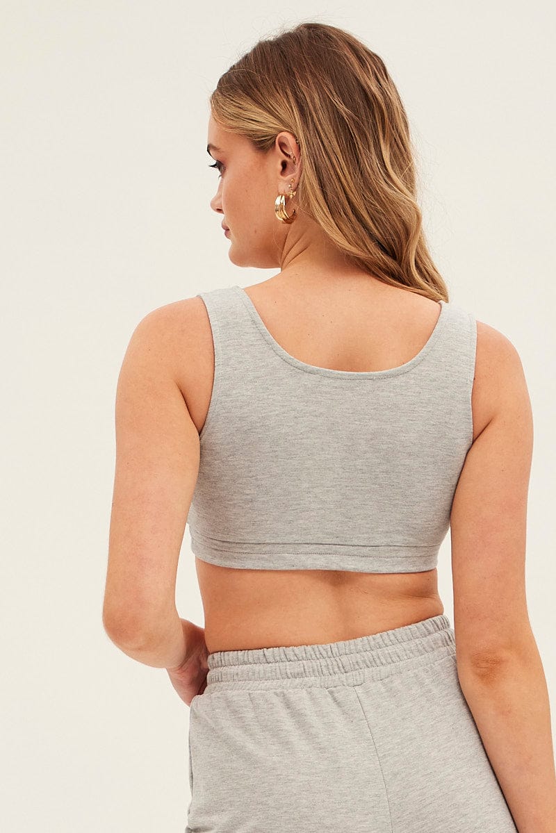 Grey Basic Crop Top for Ally Fashion