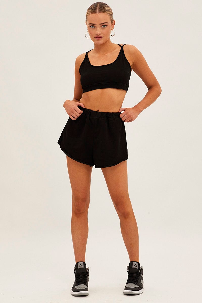 Black Crop Top Loungewear Set for Ally Fashion