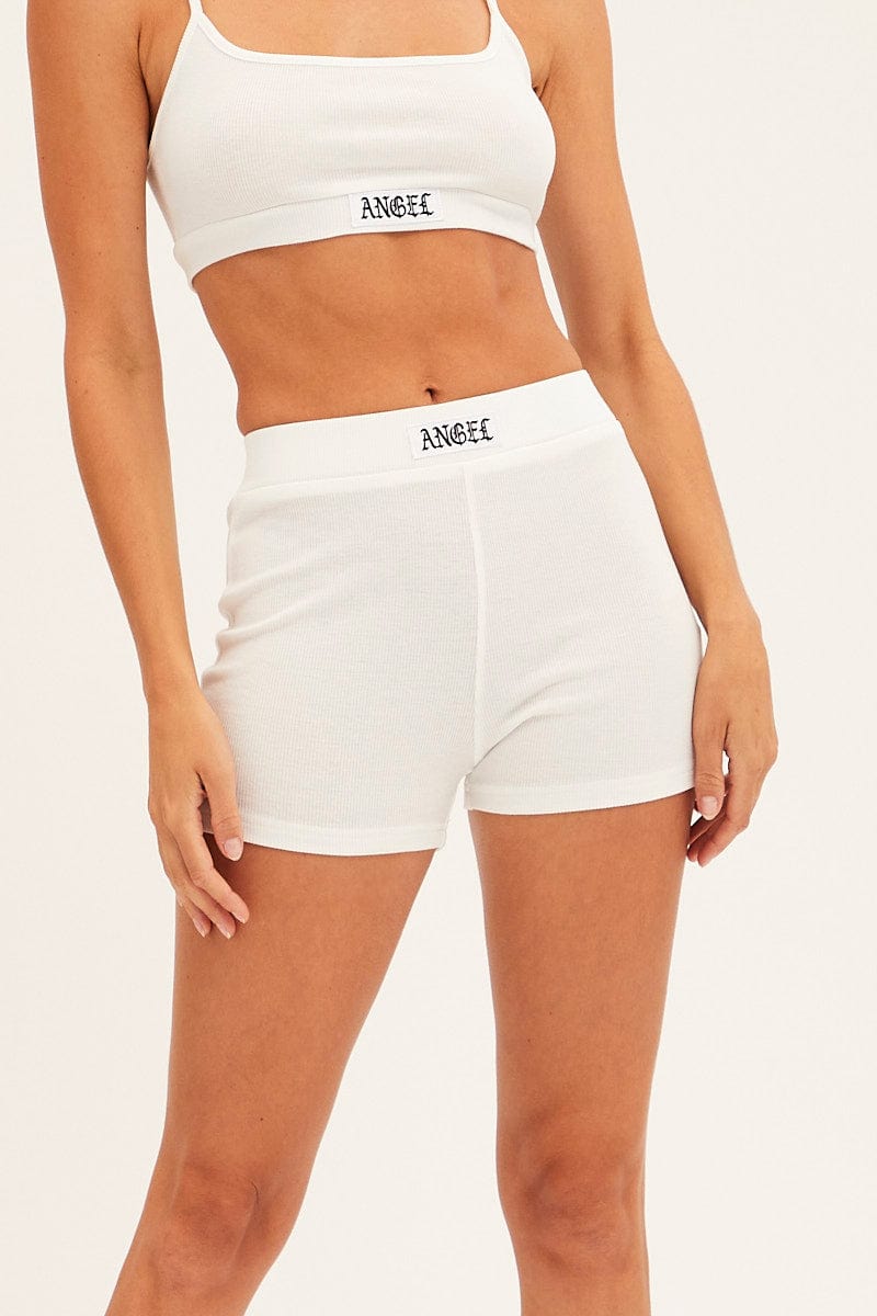 White Biker Shorts Activewear for Ally Fashion