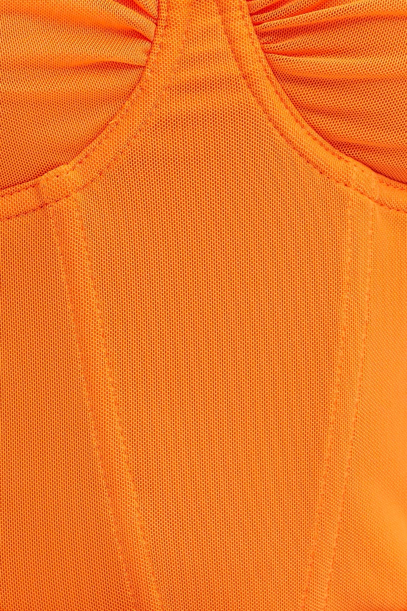 LINGERIE Orange Mesh Corset Top for Women by Ally
