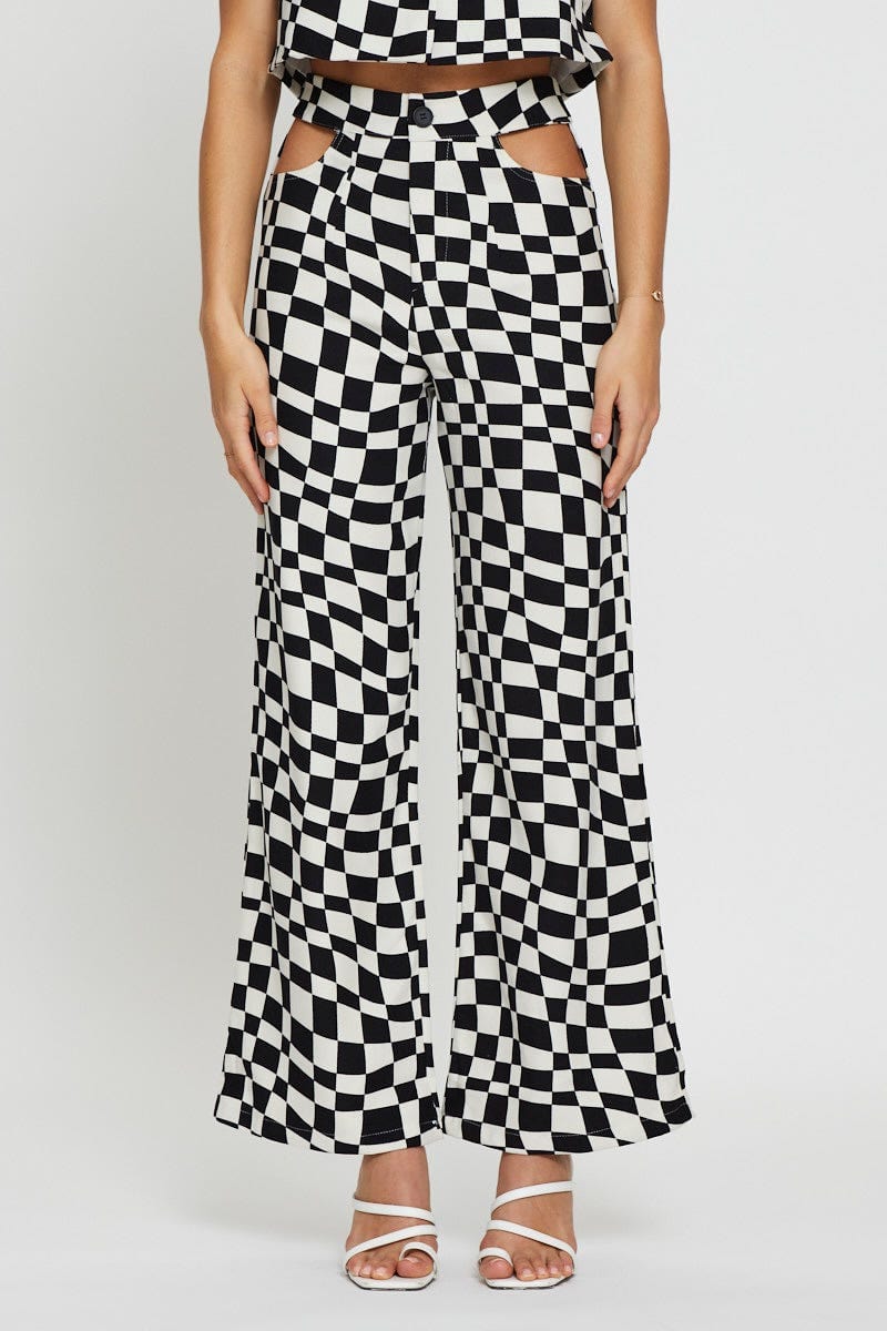 LR SHORT Check Pants Wide Leg for Women by Ally