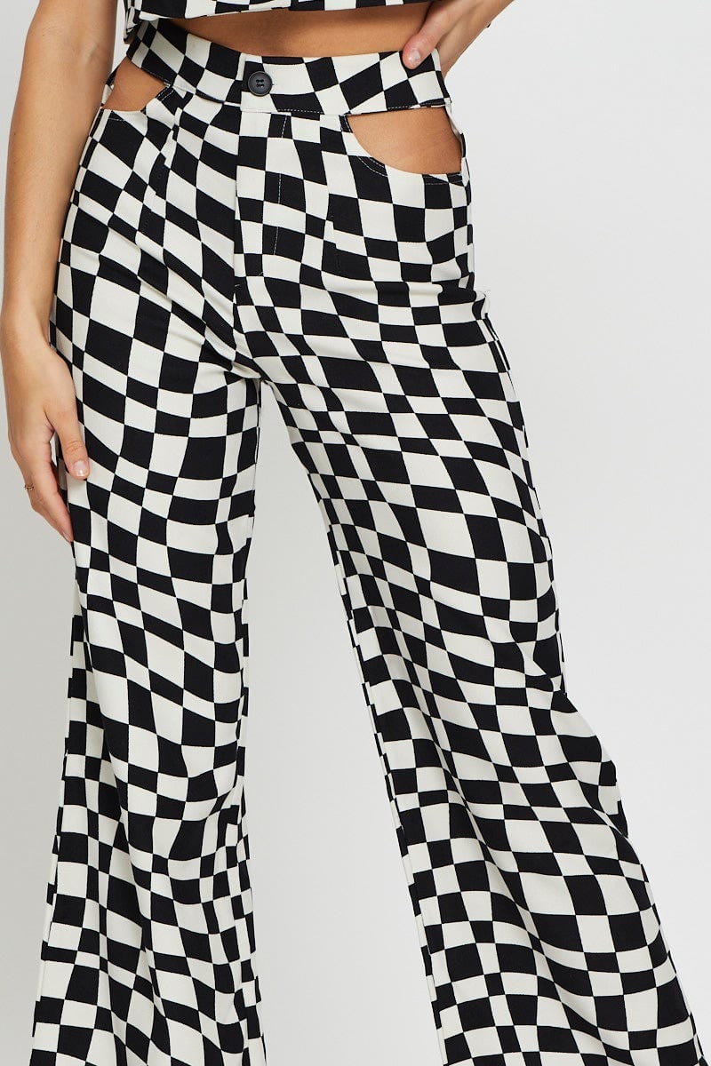 LR SHORT Check Pants Wide Leg for Women by Ally