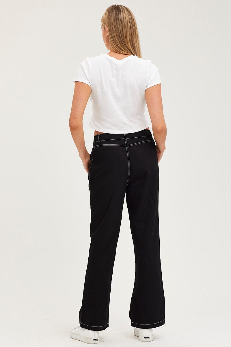 LR WORK PANT Black Wide Leg Pants High Rise for Women by Ally