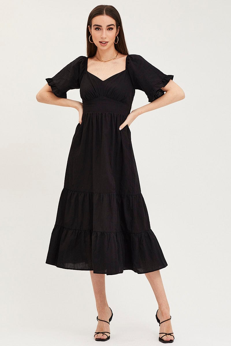 MAXI DRESS Black Bust Dress Short Sleeve Maxi for Women by Ally