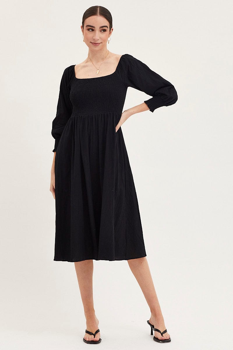 MAXI DRESS Black Dress Long Sleeve Maxi for Women by Ally